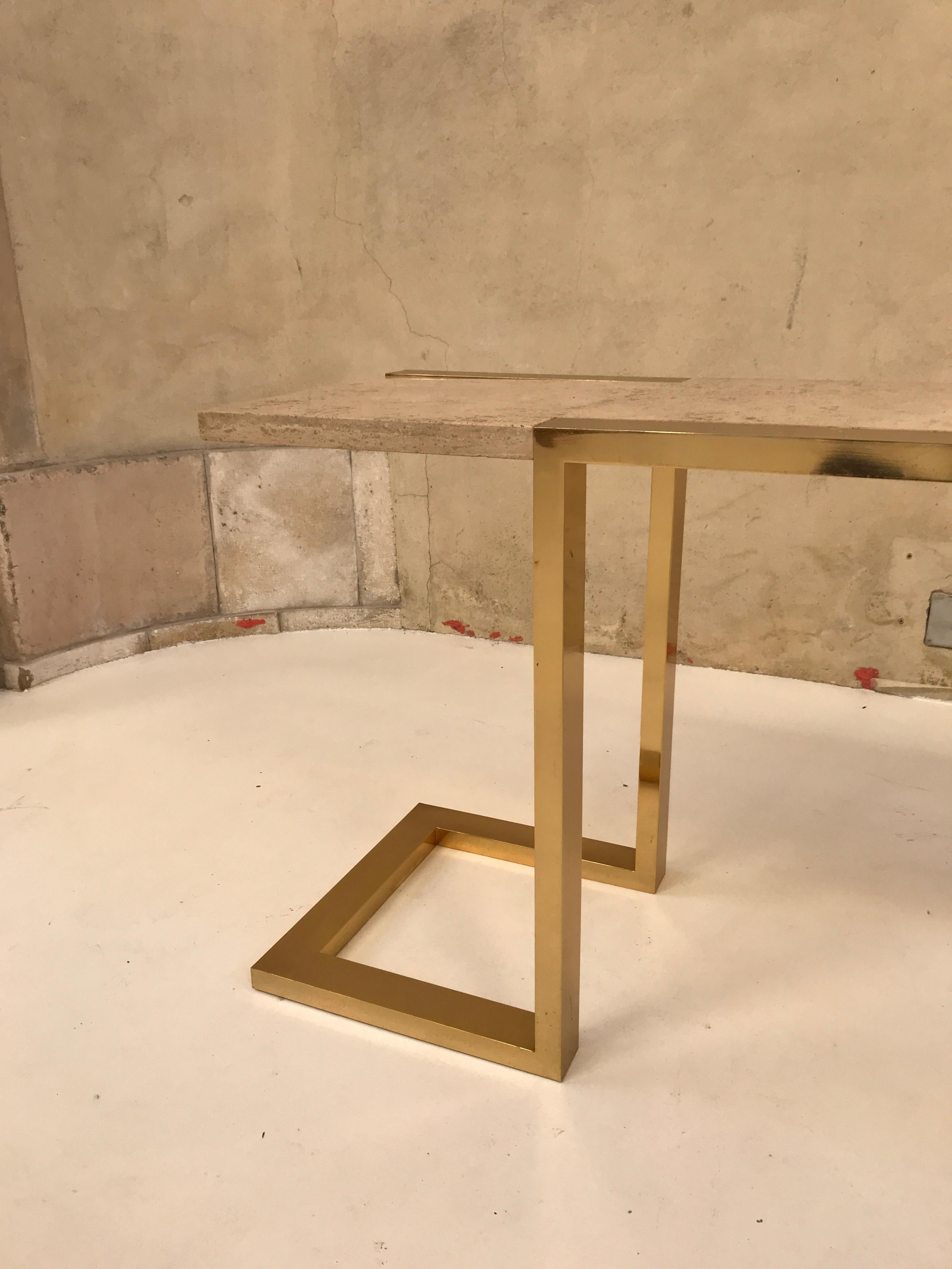 Mid-Century Modern Brass and Marble Console by Cittone Oggi