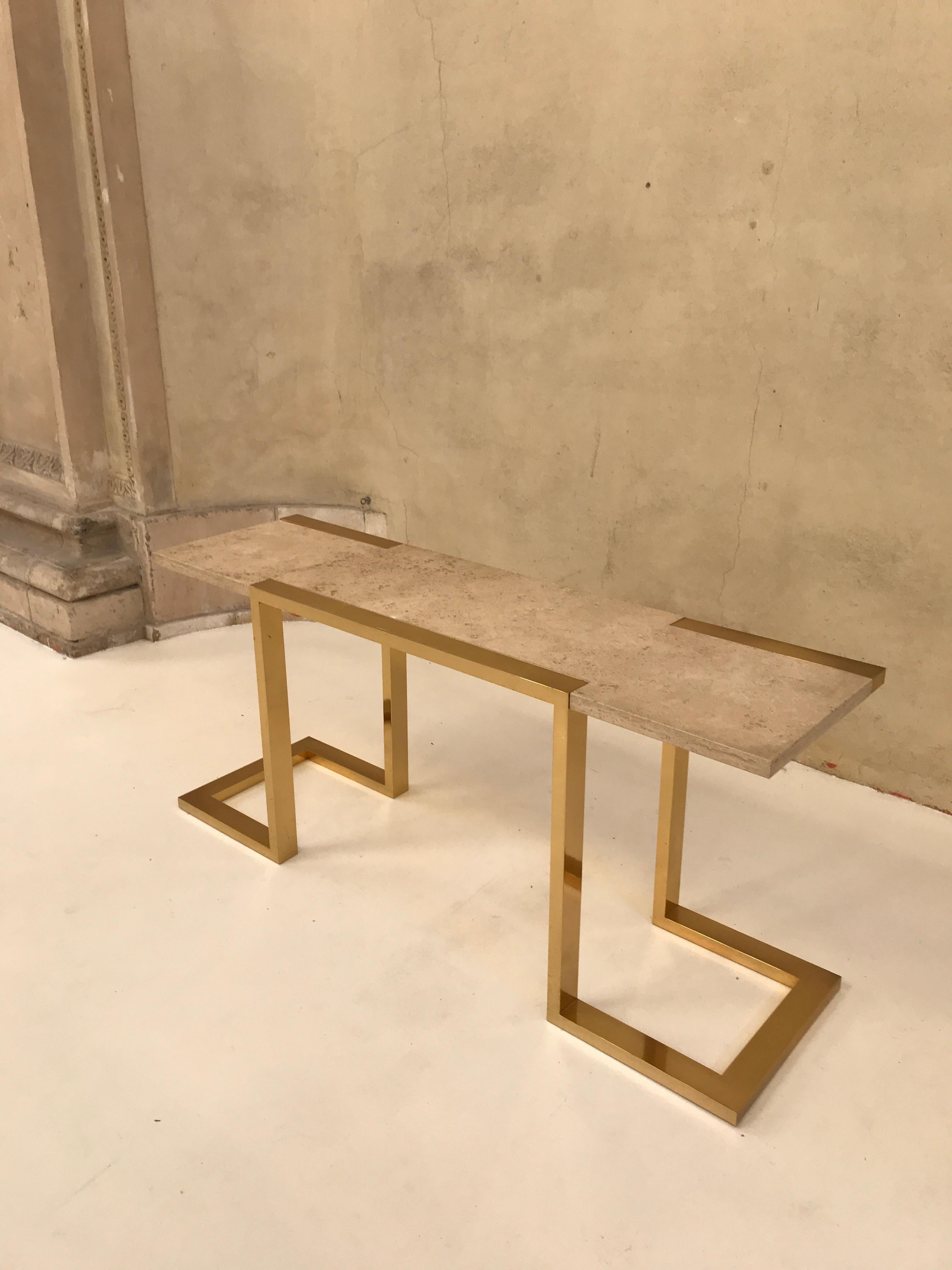Brass and Marble Console by Cittone Oggi In Excellent Condition In Piacenza, Italy