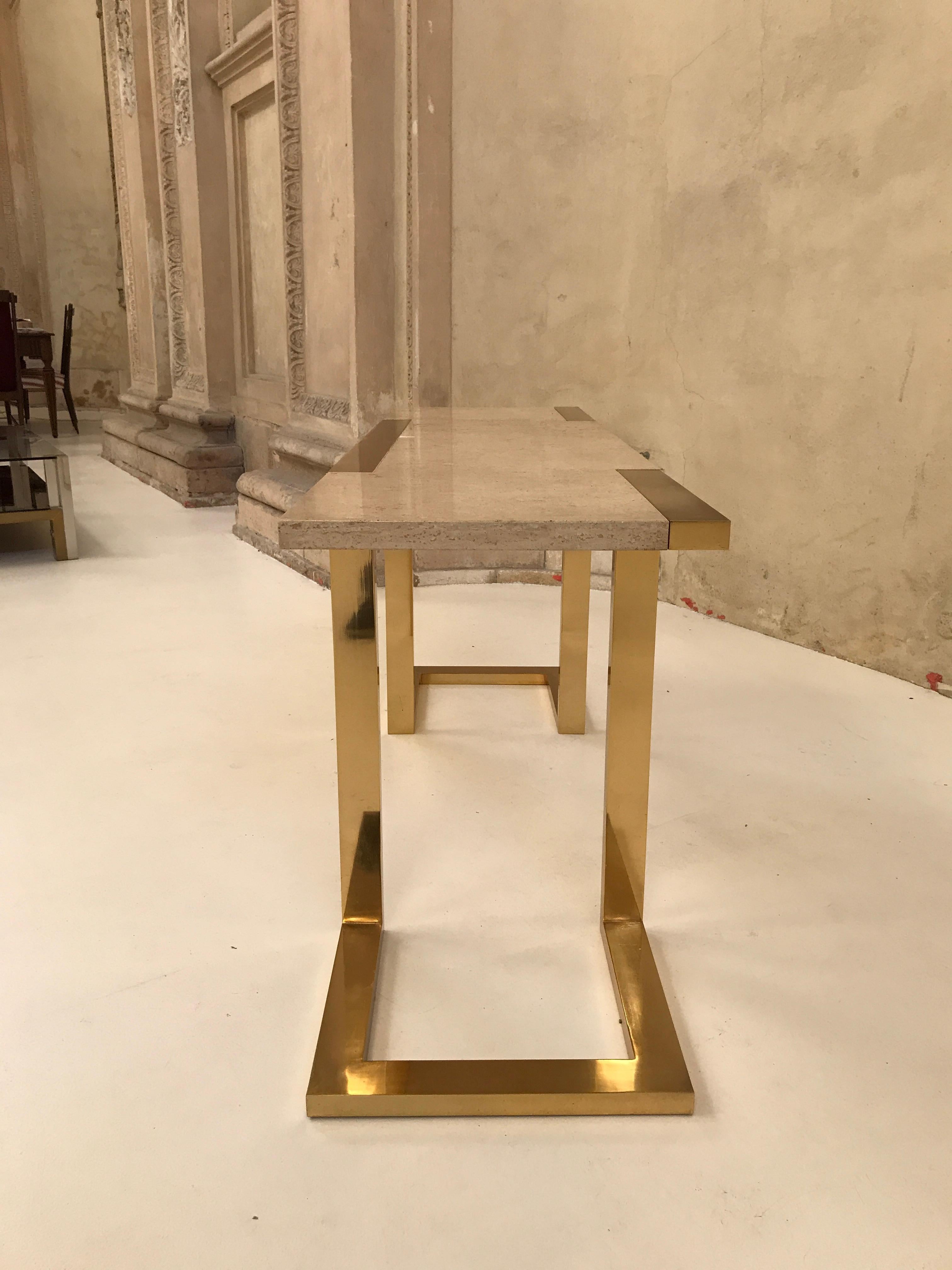 Late 20th Century Brass and Marble Console by Cittone Oggi