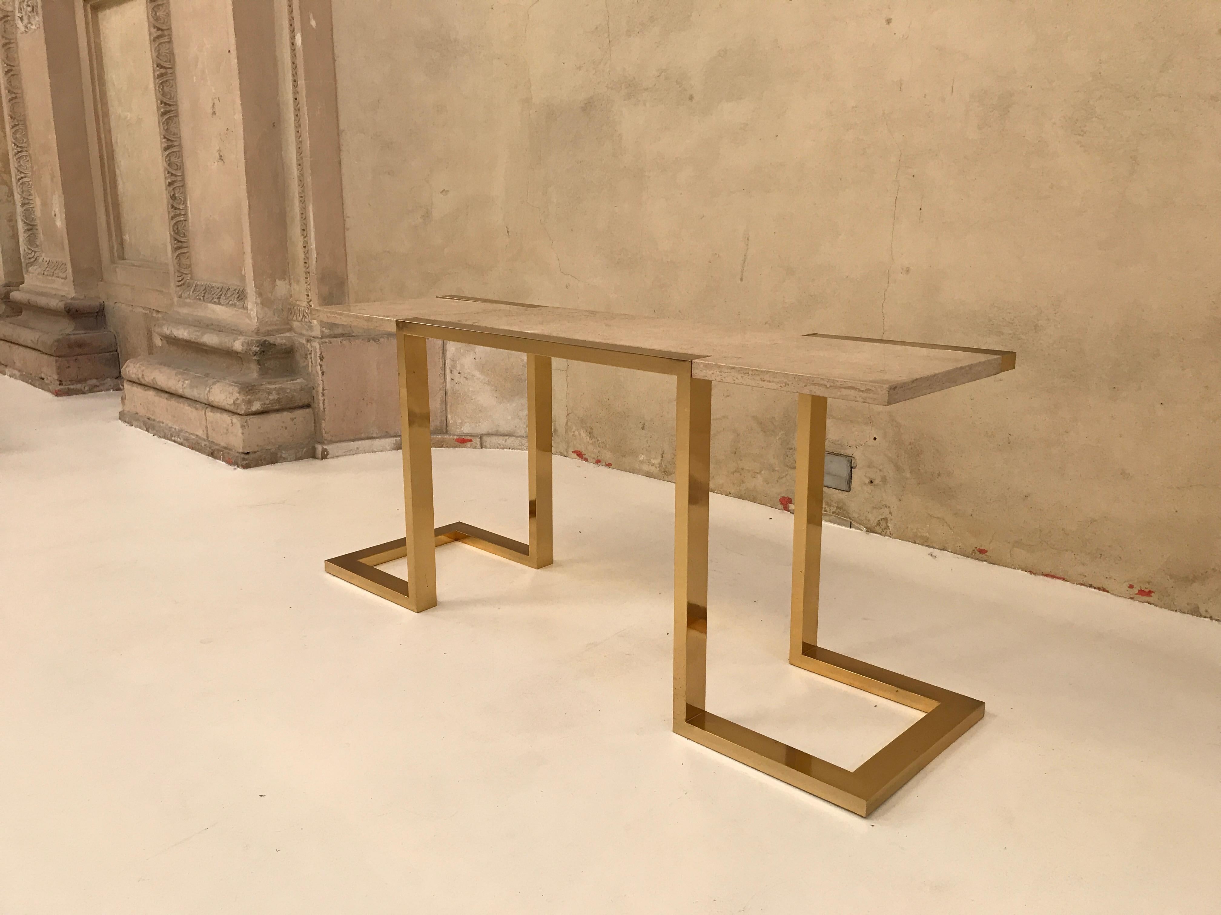 Brass and Marble Console by Cittone Oggi 1