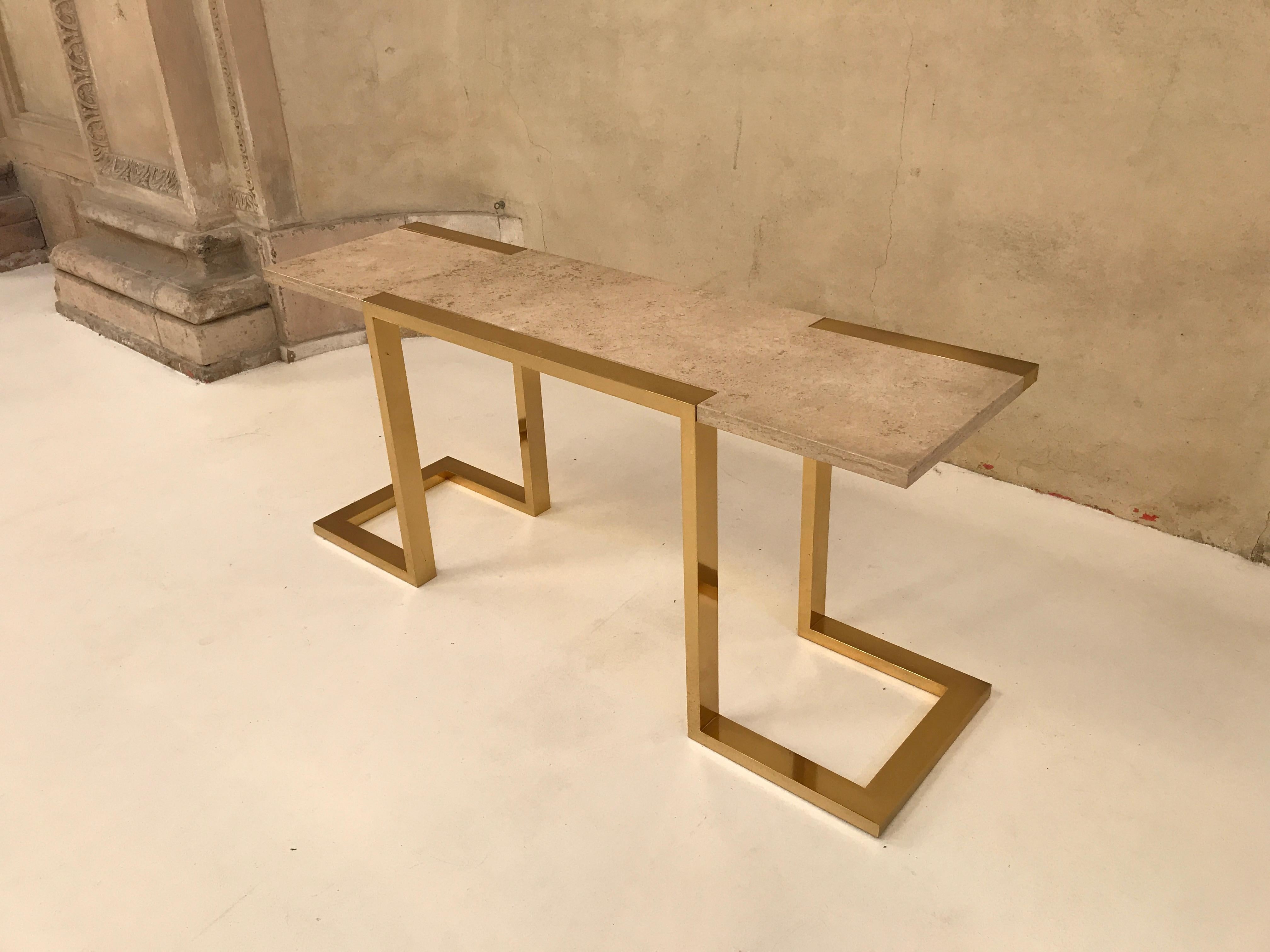 Brass and Marble Console by Cittone Oggi 3
