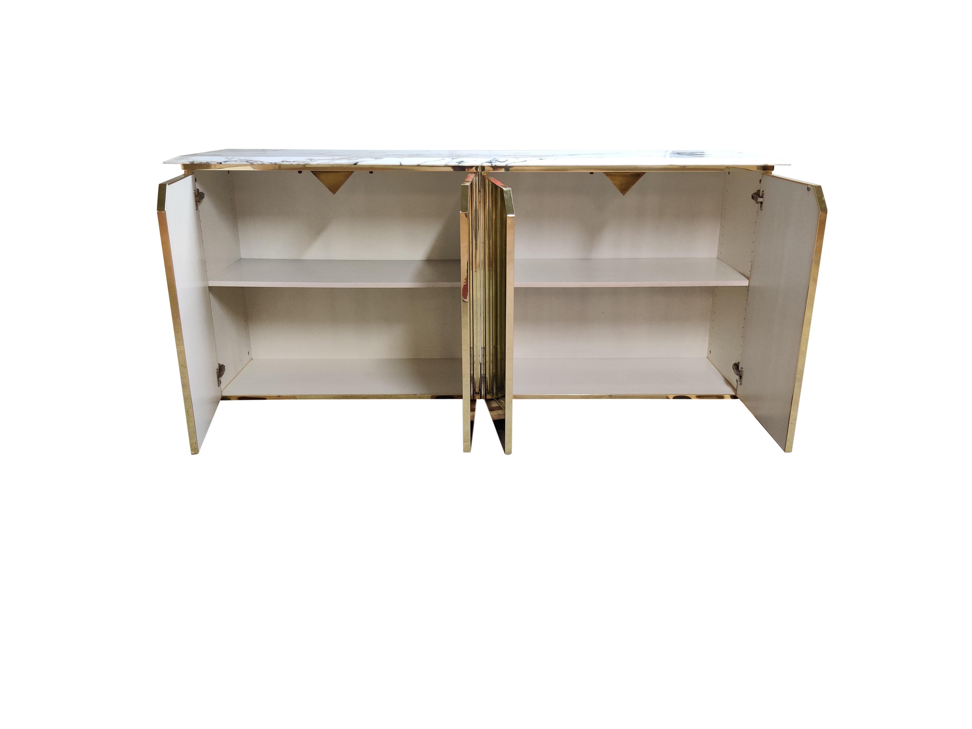 Brass and Marble Credenza, 1970s 5
