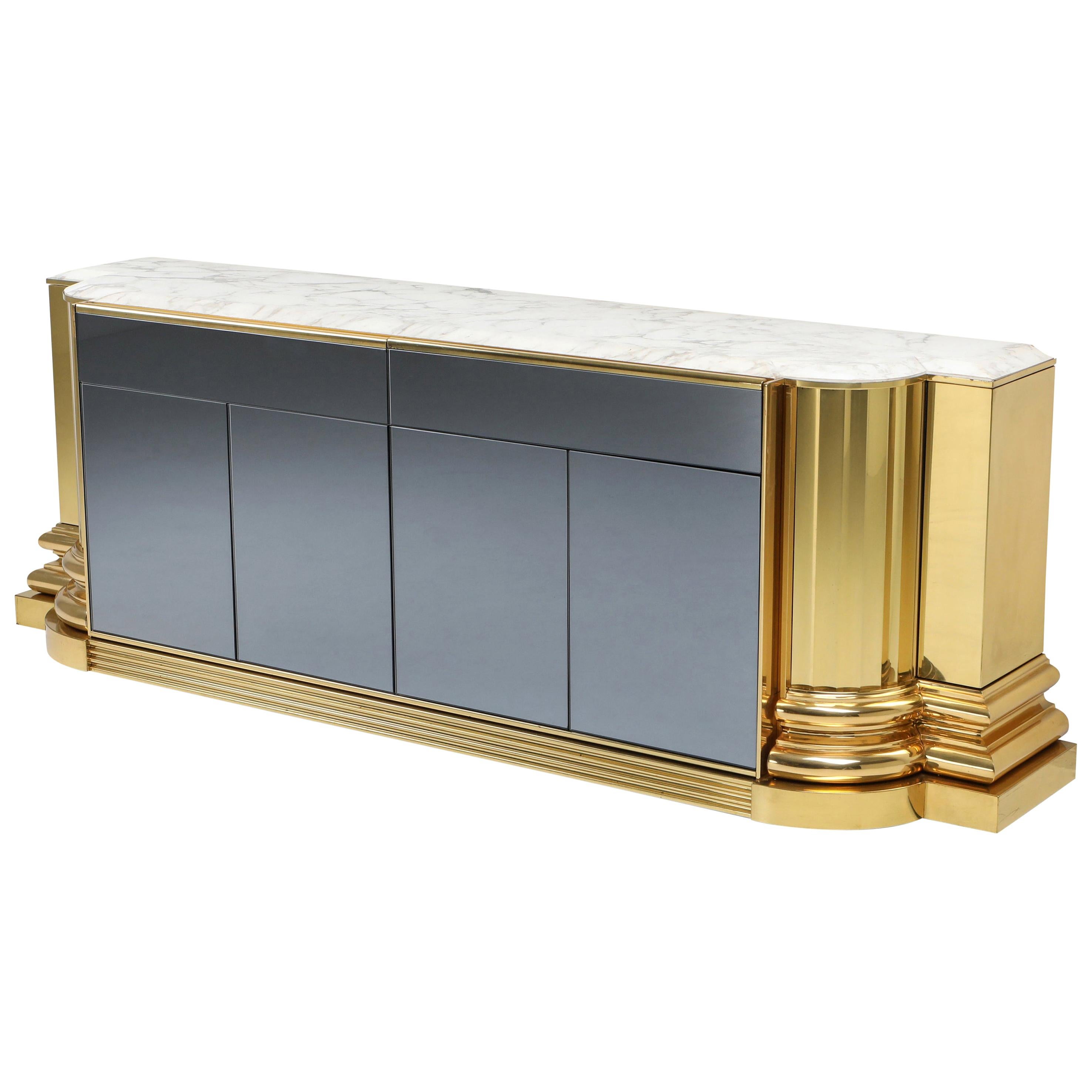 Brass and Marble Credenza by Sandro Petti for l'angelometallarte