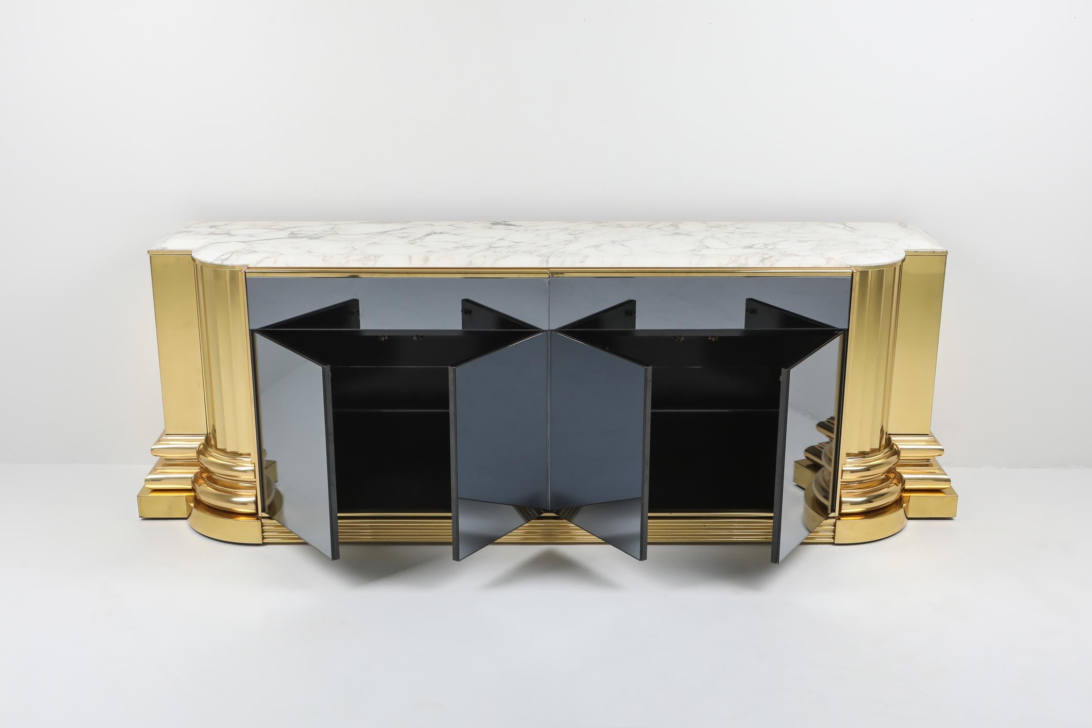 20th Century Brass and Marble Credenza by Sandro Petti for l'angelometallarte
