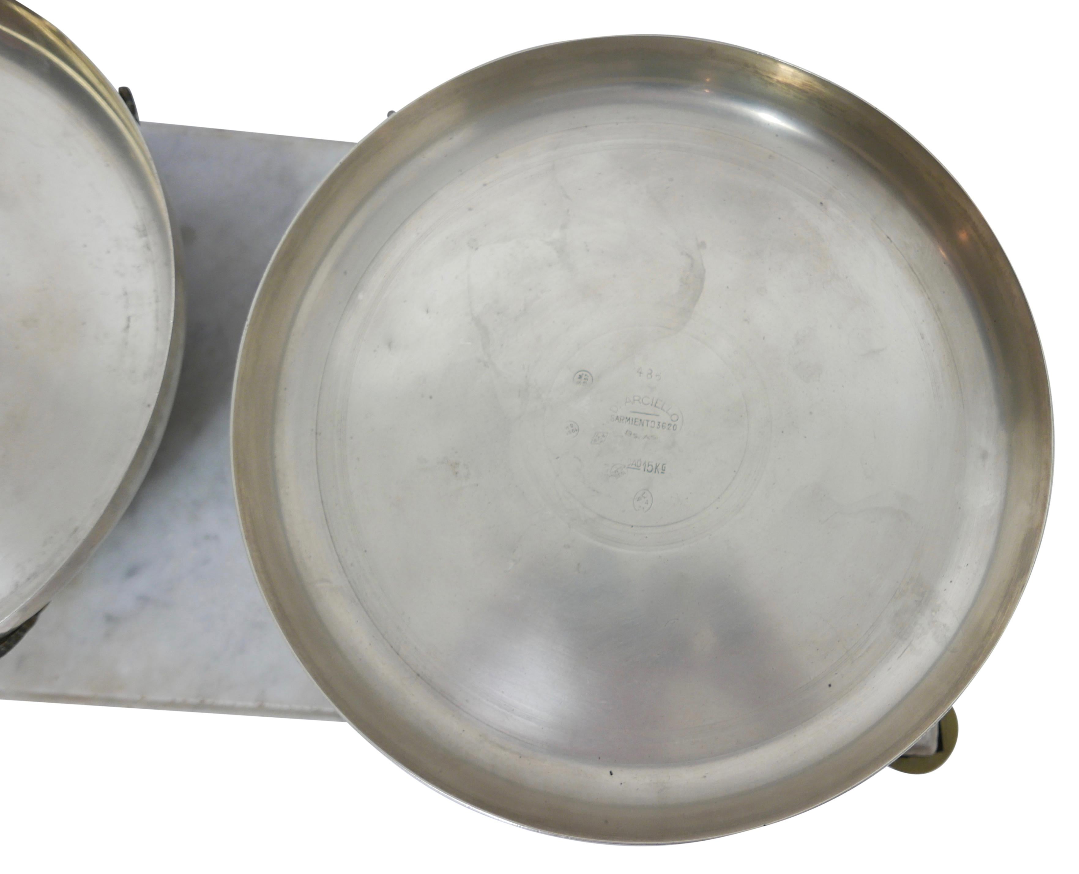 Brass and Marble Culinary Balance Scale with Nickel Silver Weigh Pans 1