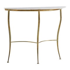 Brass and Marble Demilune Console