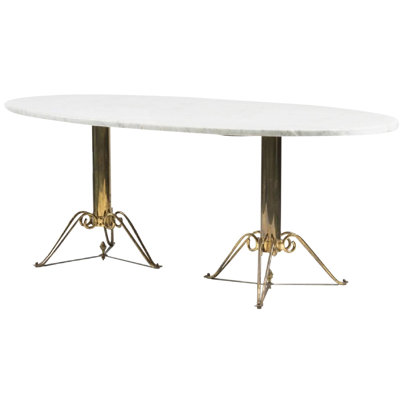 Brass and Marble Dining Table