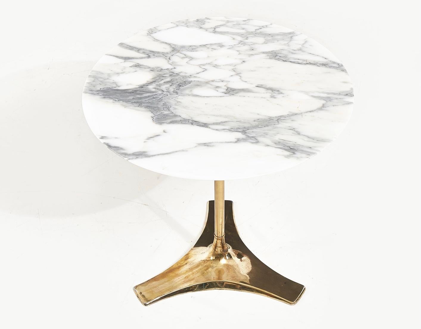 Brass and marble drink/side/end table. 1960.