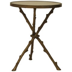 Brass and Marble Faux Bois Drink Table