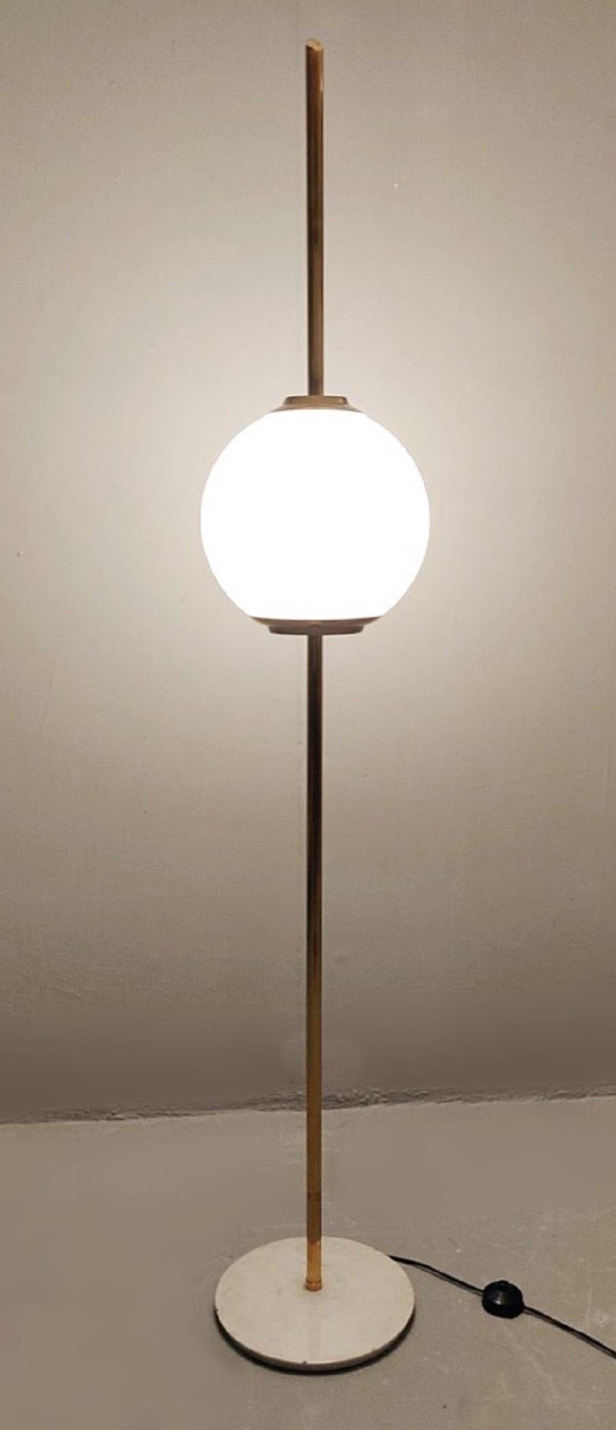 European Brass and Marble Italian Floor Lamp, 1960s