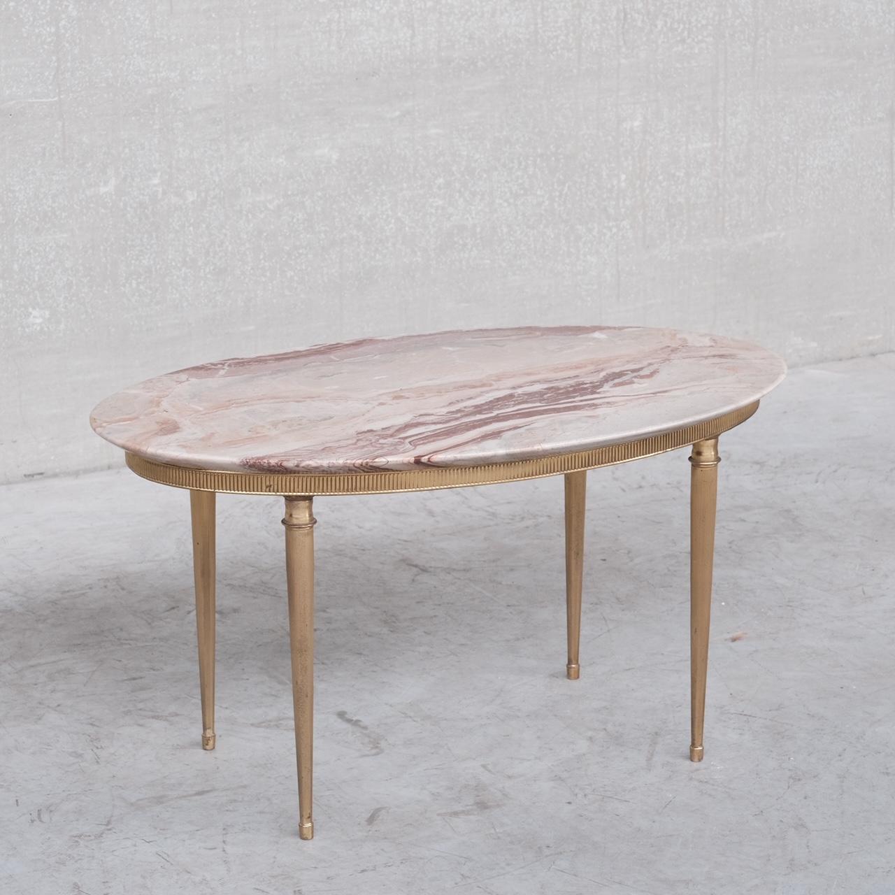 Mid-Century Modern Brass and Marble Mid-Century Coffee or Side Table