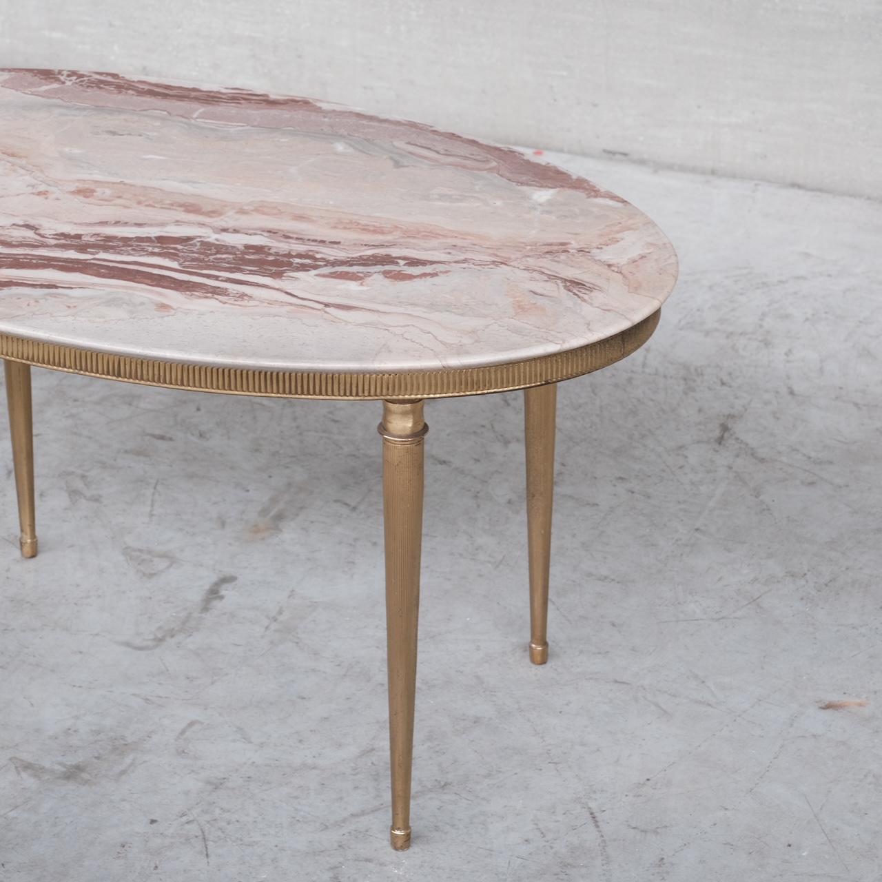 Mid-20th Century Brass and Marble Mid-Century Coffee or Side Table For Sale