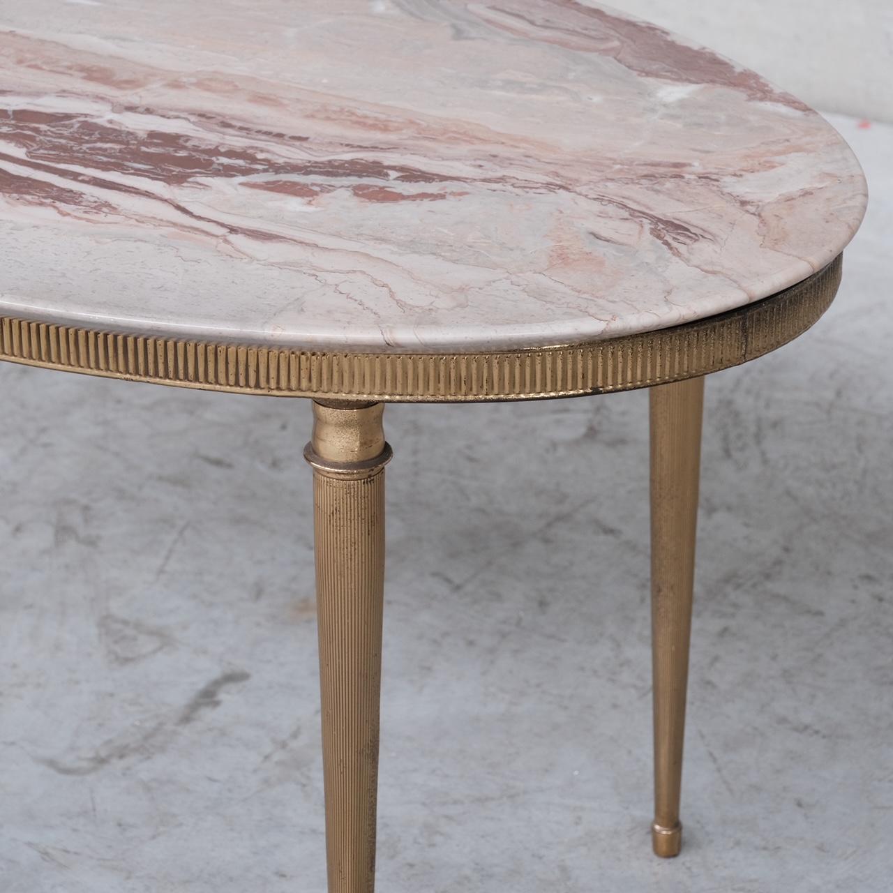 Brass and Marble Mid-Century Coffee or Side Table For Sale 1