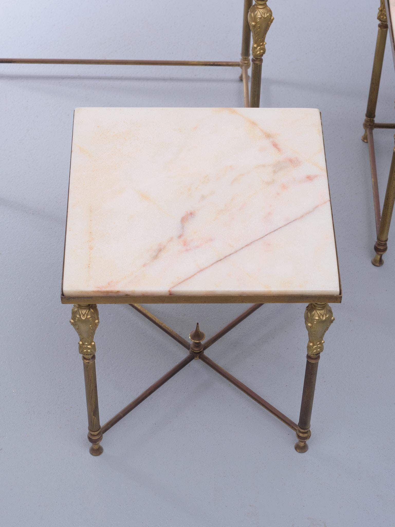 Brass and Marble Nesting Tables 1950s France 1