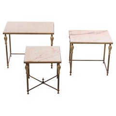 Brass and Marble Nesting Tables 1950s France