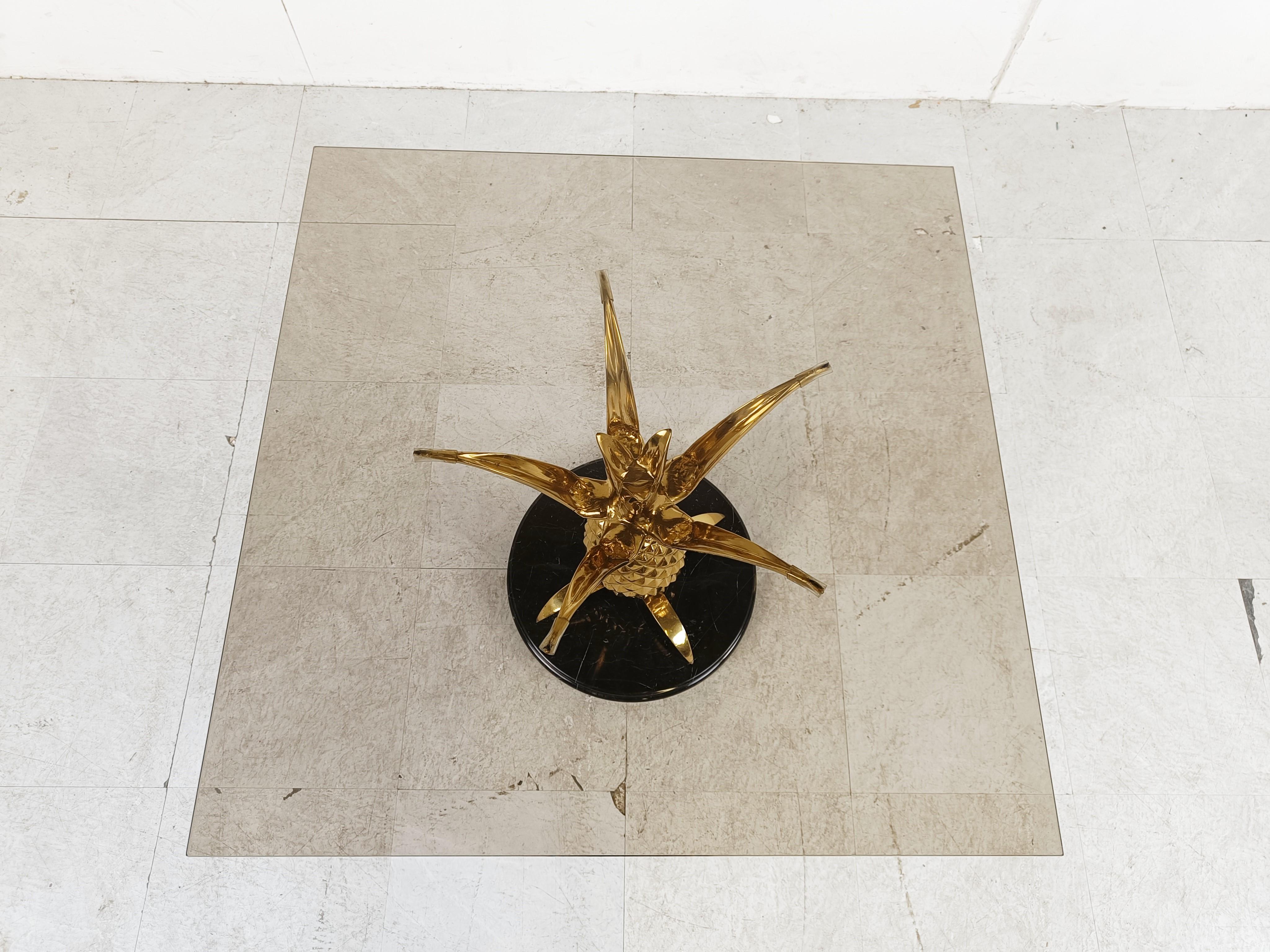 Brass and marble pineapple coffee table, 1970s For Sale 5