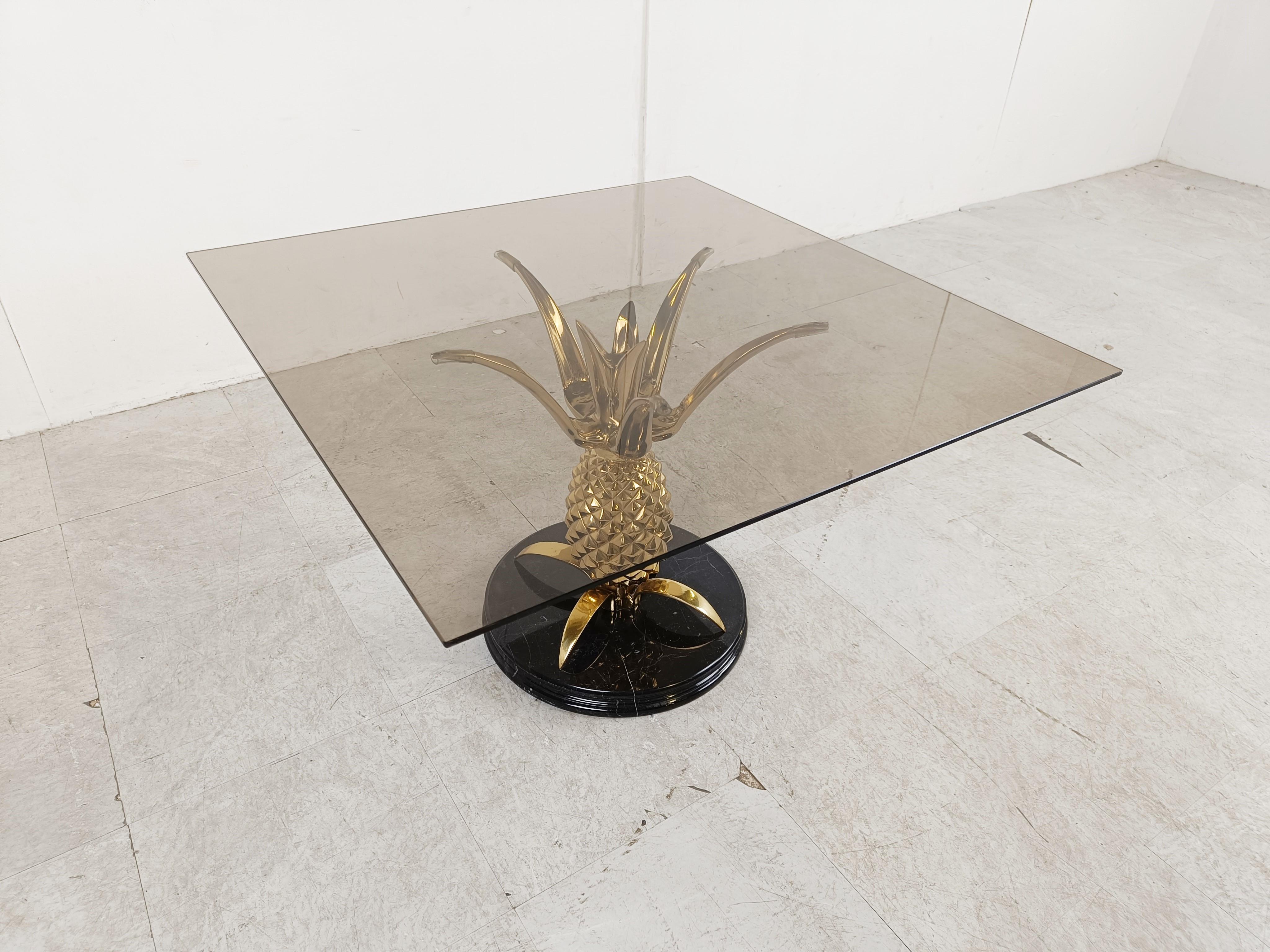 Brass and marble pineapple coffee table, 1970s For Sale 3