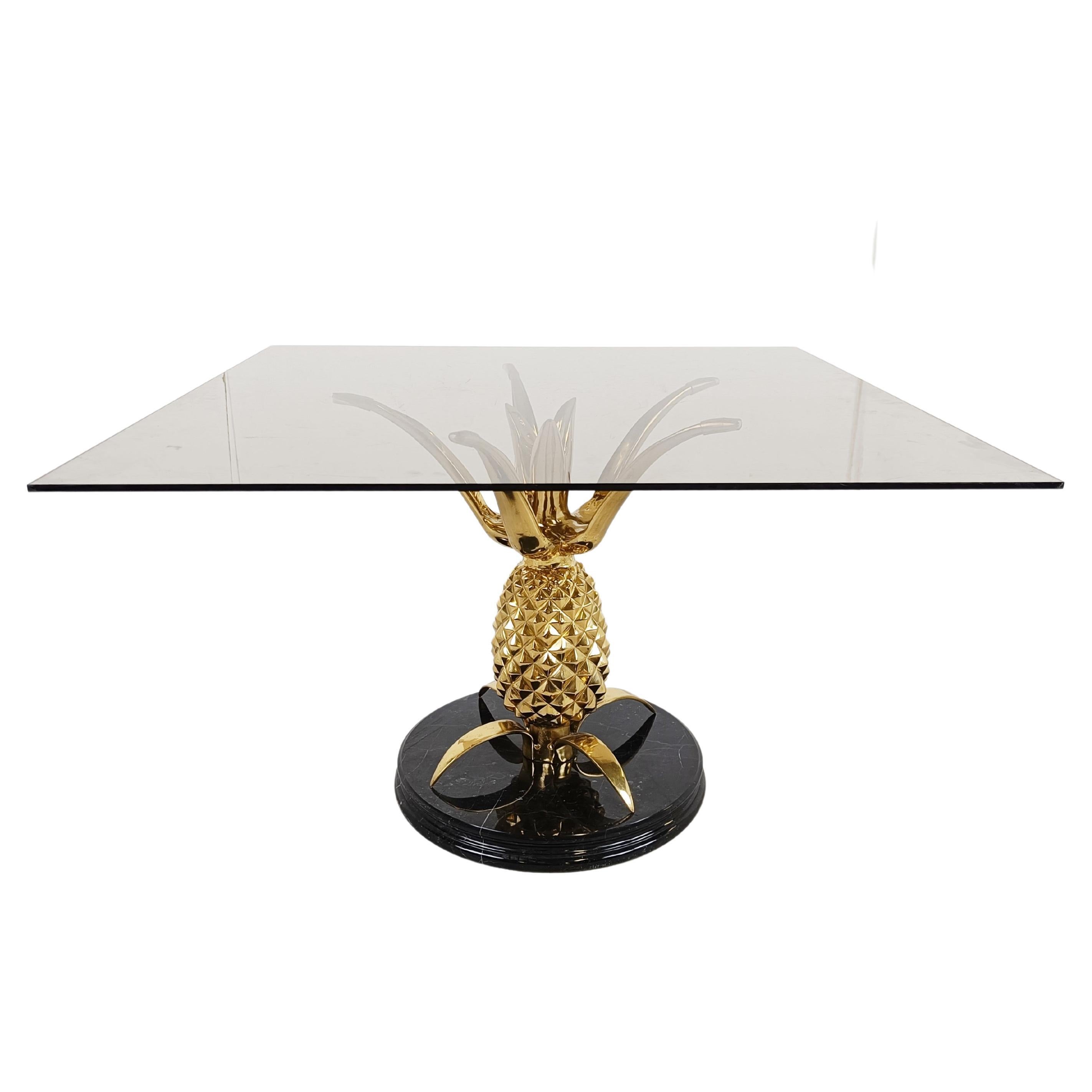 Brass and marble pineapple coffee table, 1970s
