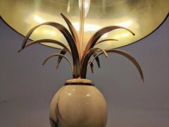 Brass and Marble Pineapple Leaf Table Lamp, 1960s
