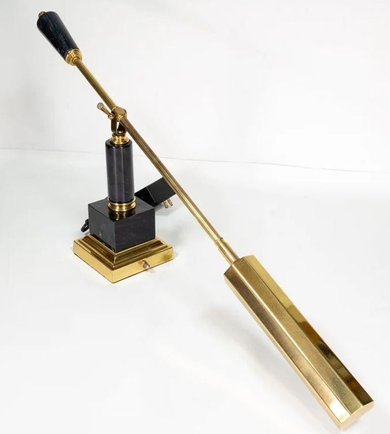Brass and Marble Rotating Table Lamp 1980s 5