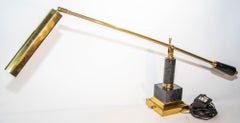 Brass and Marble Rotating Table Lamp 1980s
