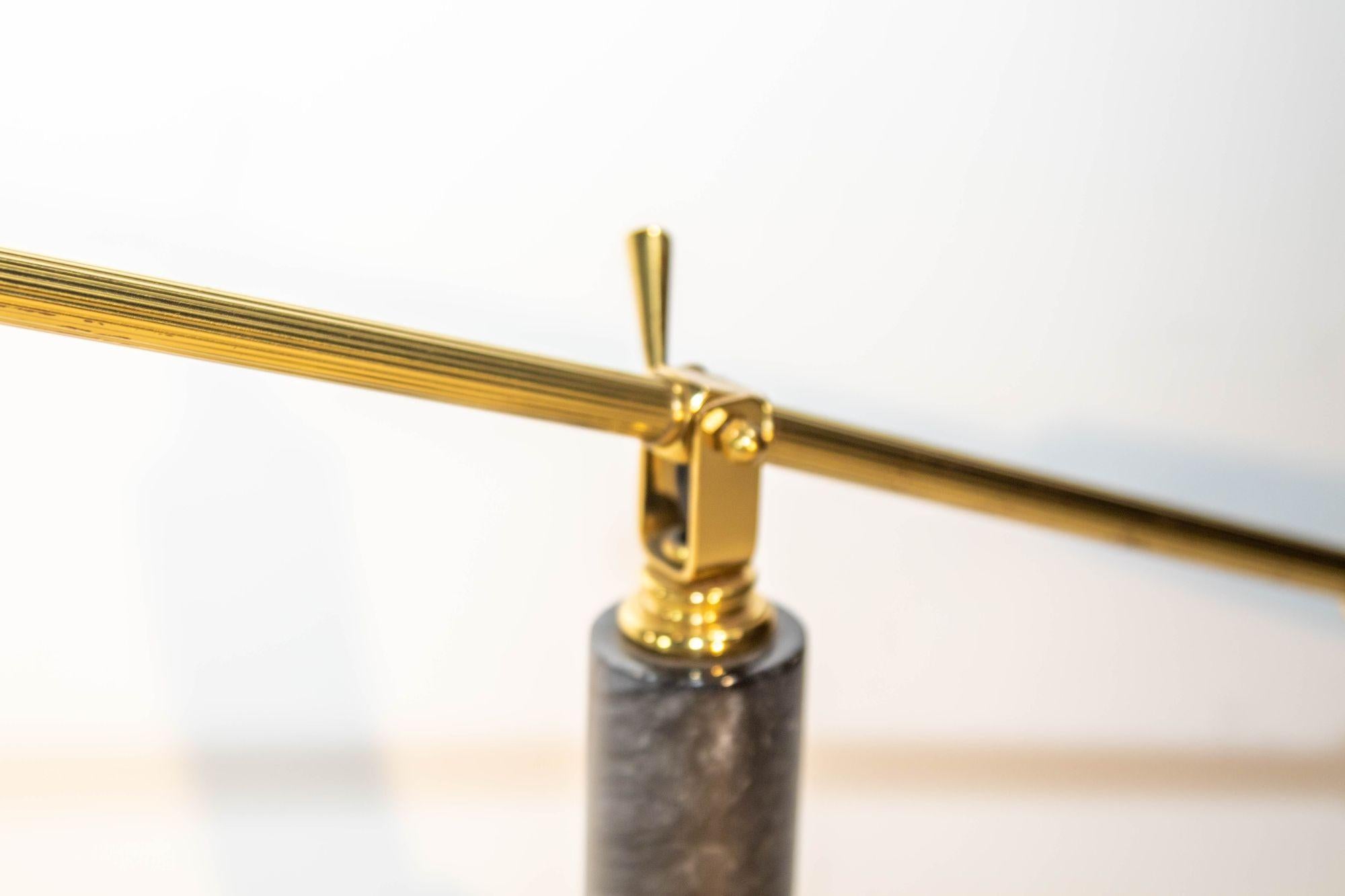 American Brass and Marble Rotating Table Lamp 1980s