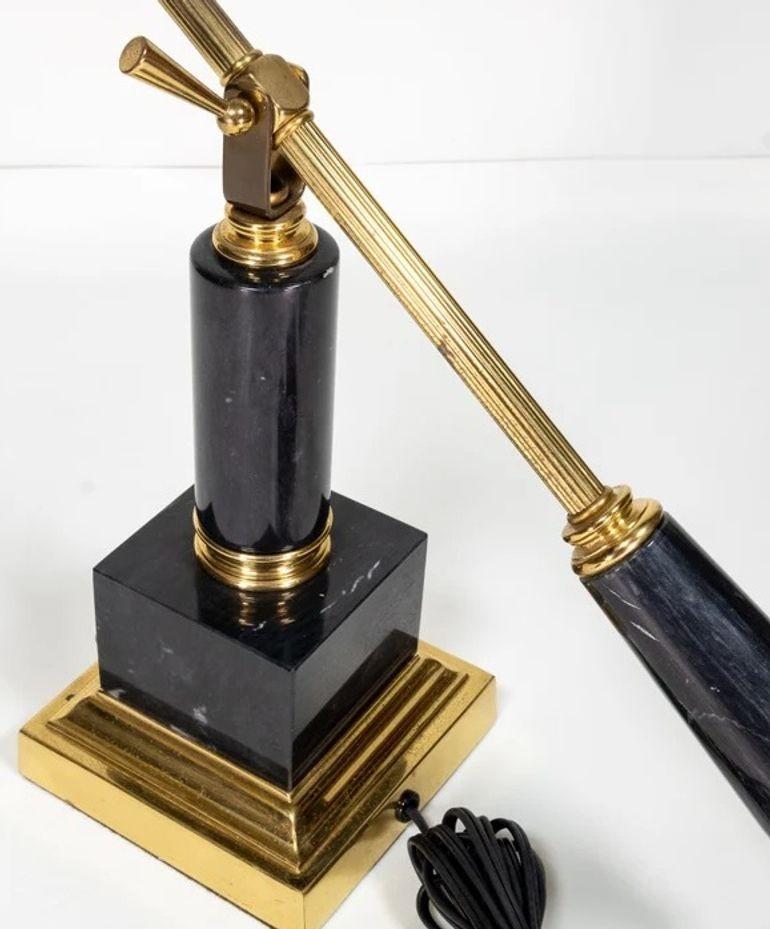 20th Century Brass and Marble Rotating Table Lamp 1980s