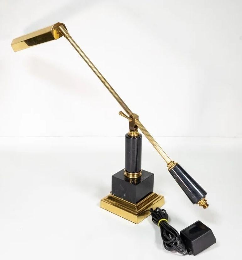 Brass and Marble Rotating Table Lamp 1980s 1