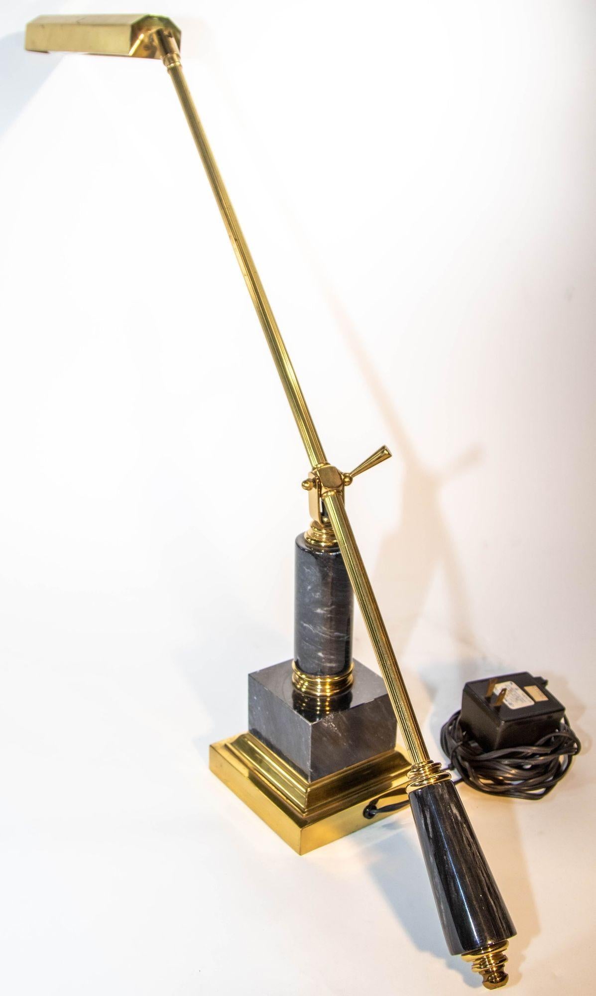 Brass and Marble Rotating Table Lamp 1980s 2