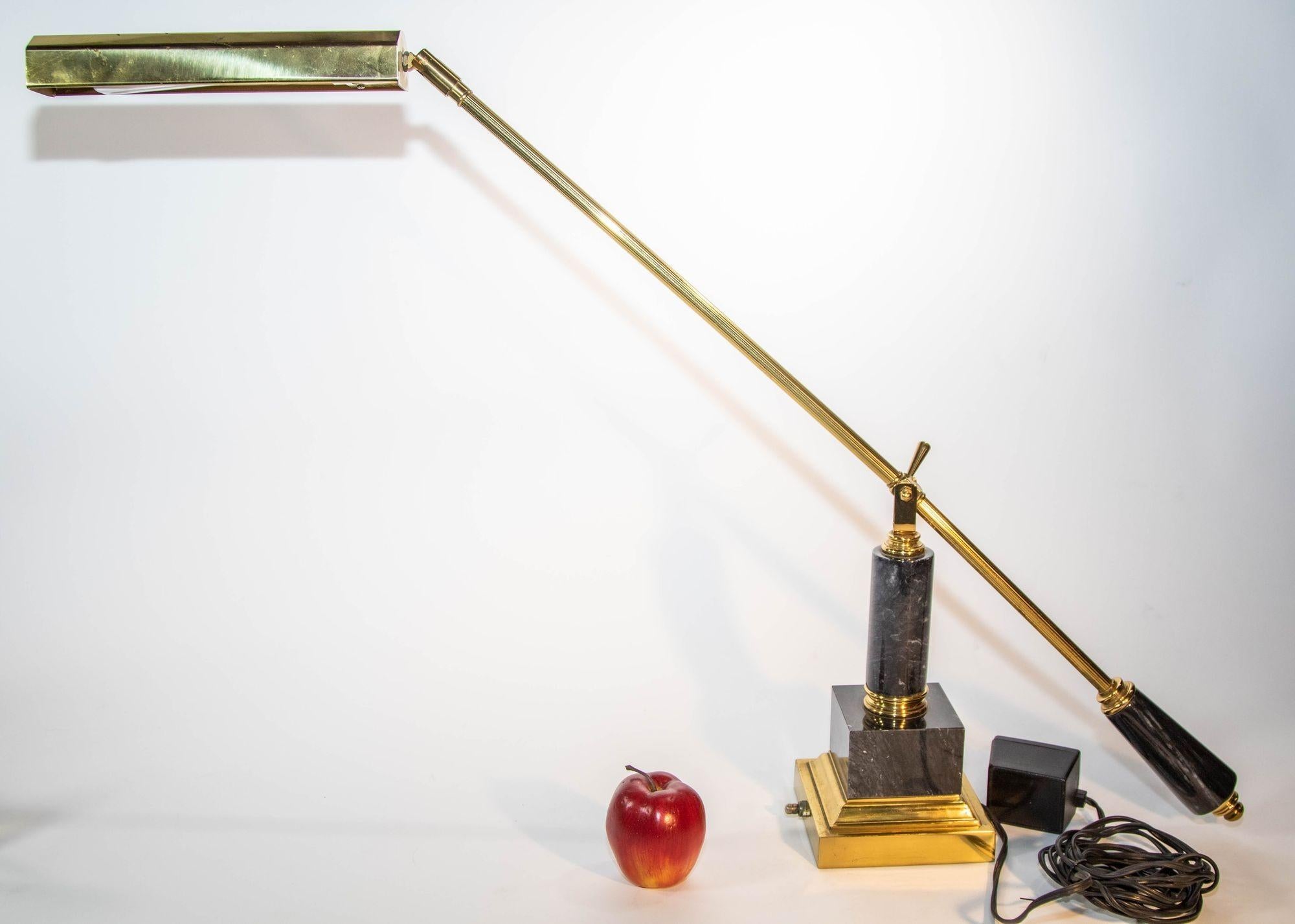 Brass and Marble Rotating Table Lamp 1980s 3