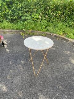 Table d'appoint en laiton et marbre circa 1980