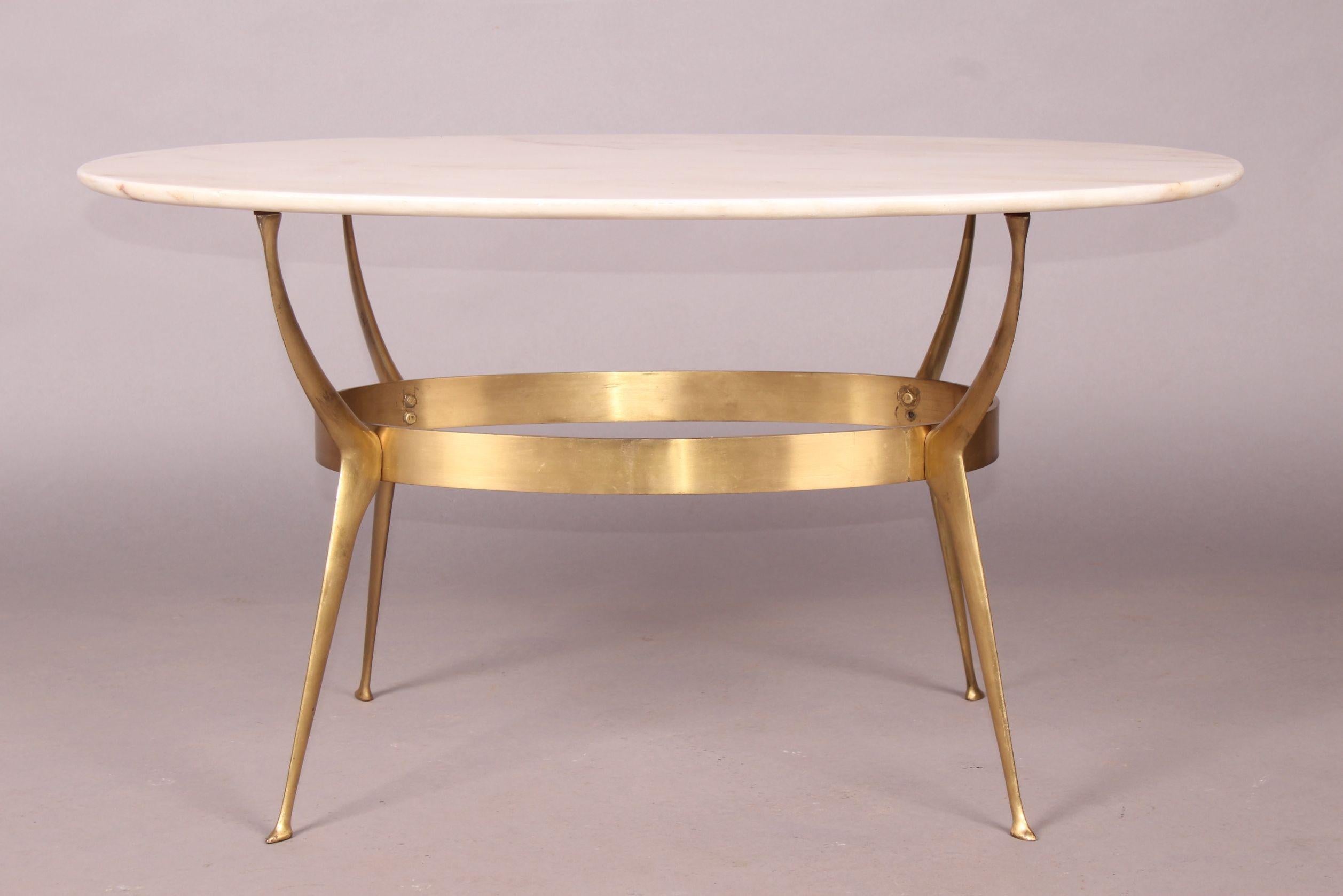 Cesare Lacca Brass and Marble Side Table For Sale 2