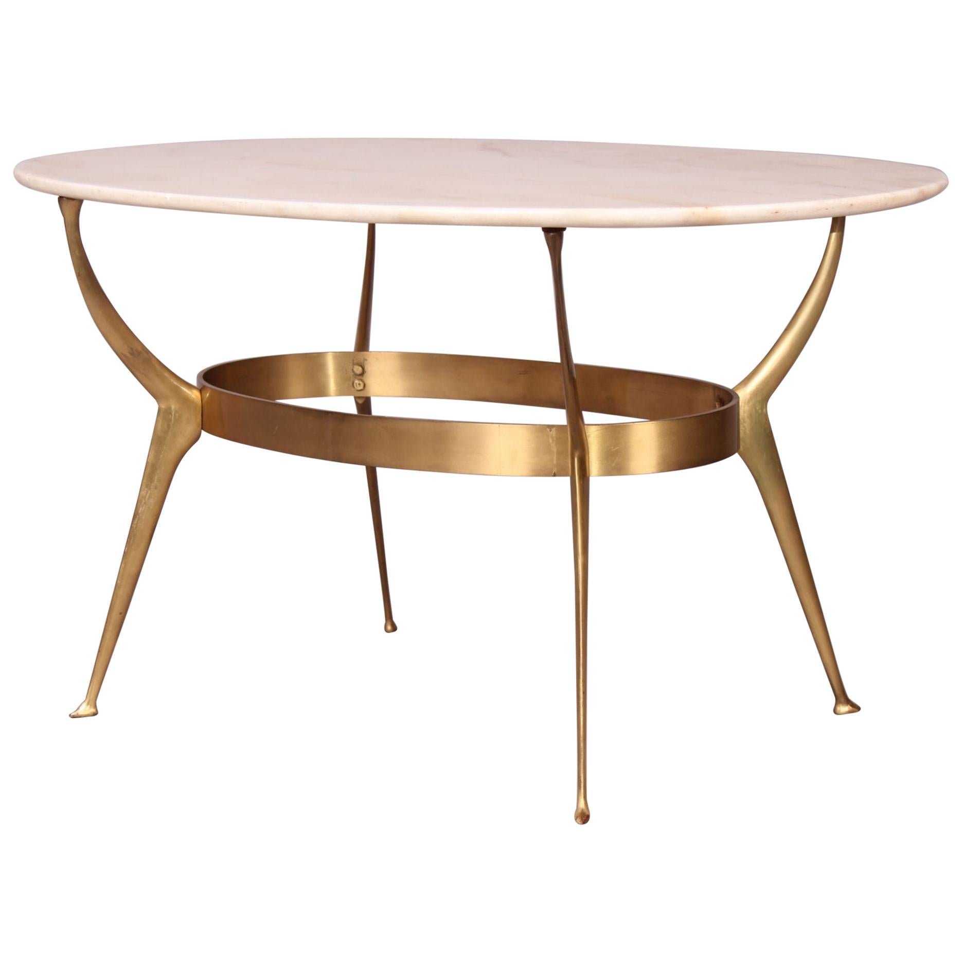 Cesare Lacca Brass and Marble Side Table