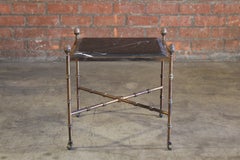 Brass and Marble Side Table in the Style of Maison Jansen, France, 1960s