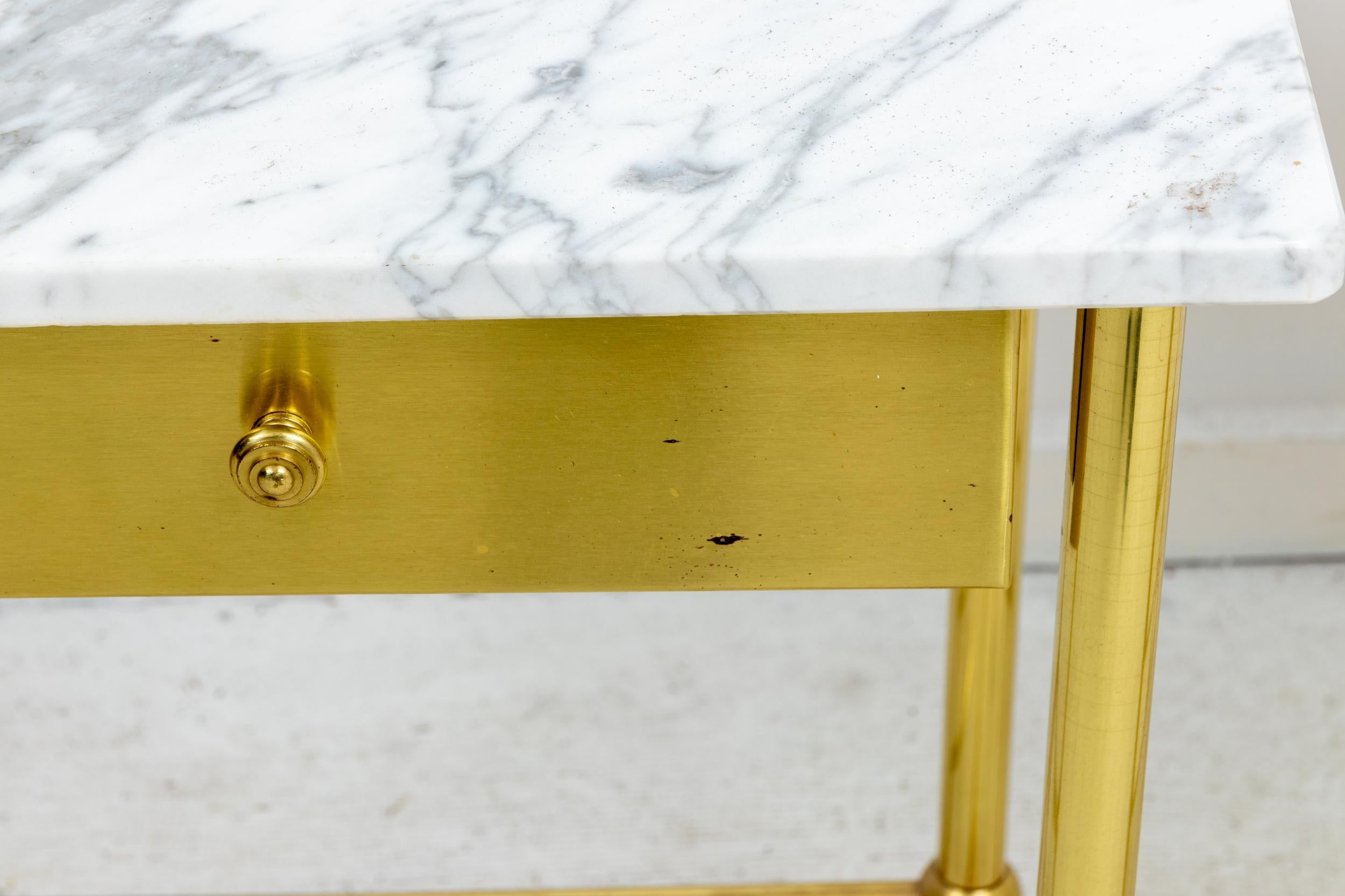 Brass and Marble Side Tables In Good Condition For Sale In South Salem, NY
