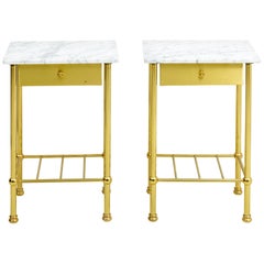 Antique Brass and Marble Side Tables