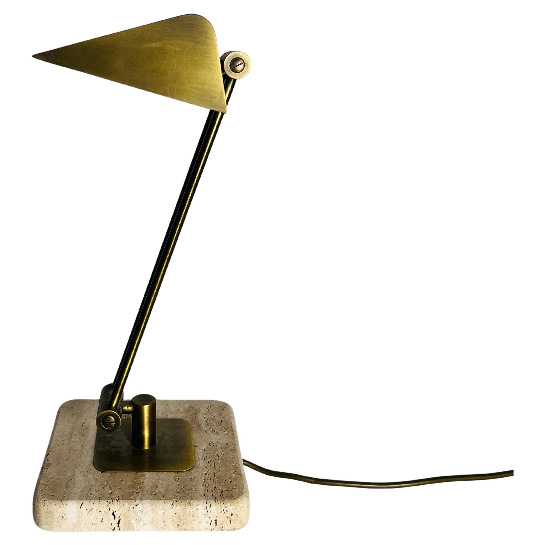 Lampada da tavolo in ottone e marmo, anni '60, Italia