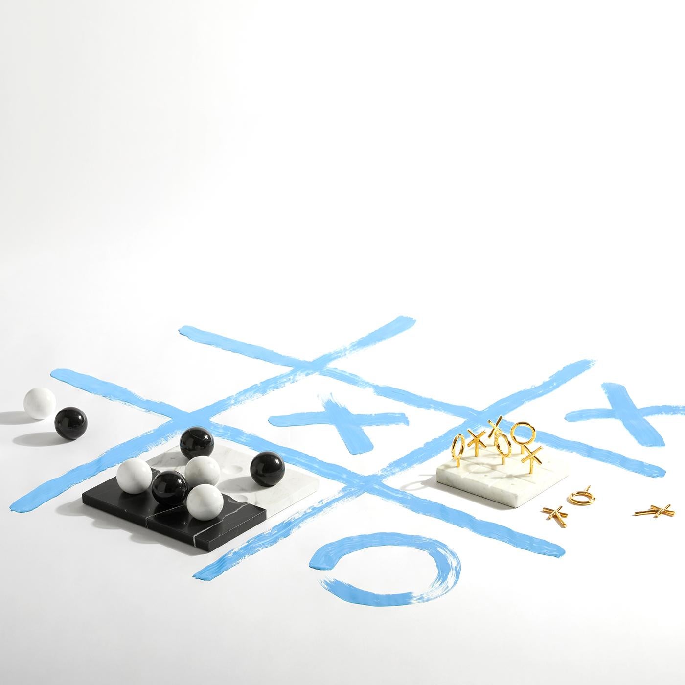 Modern Brass and Marble Tic-Tac-Toe Set