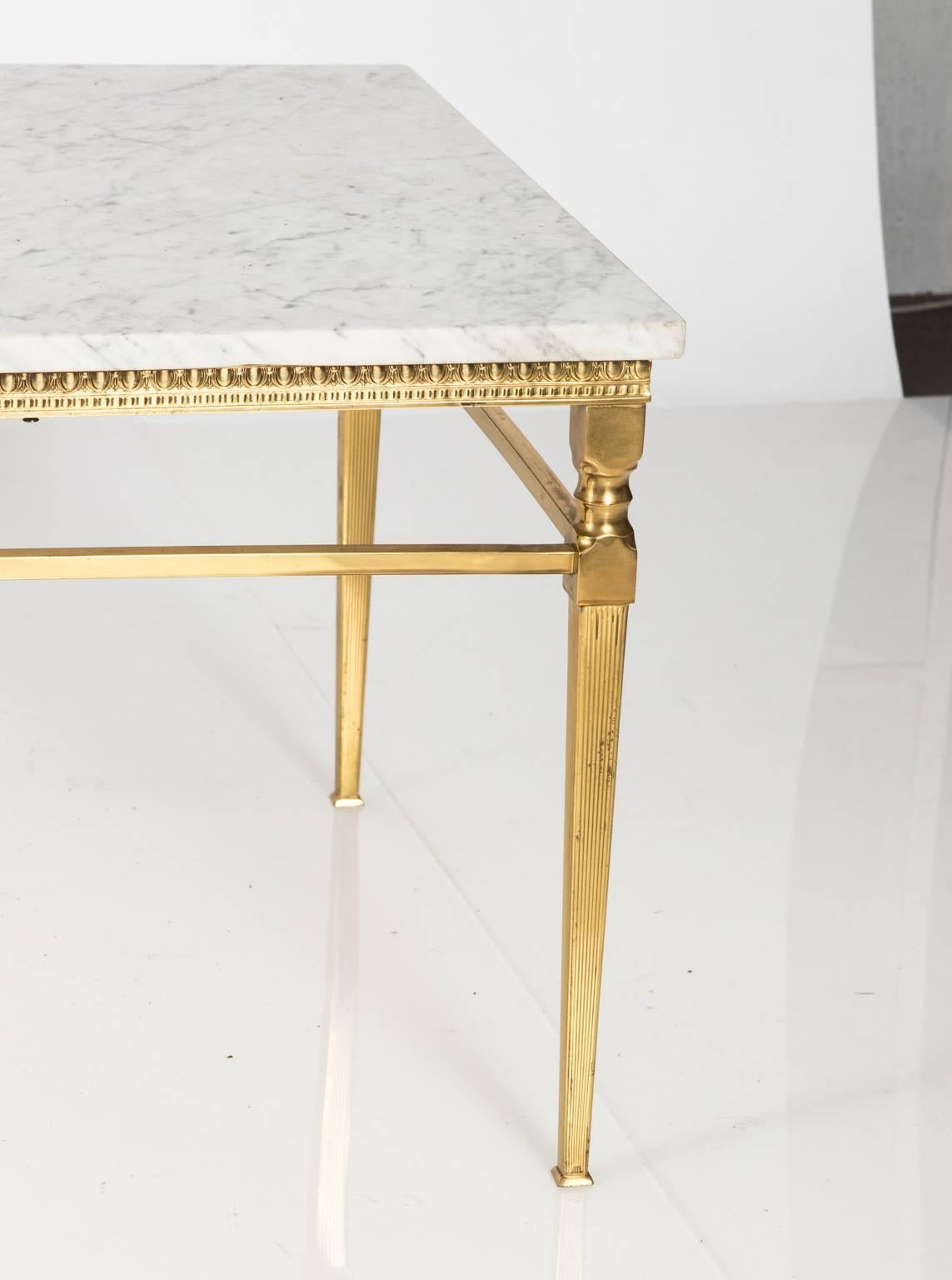 Hollywood Regency Brass and Marble Top Coffee Table