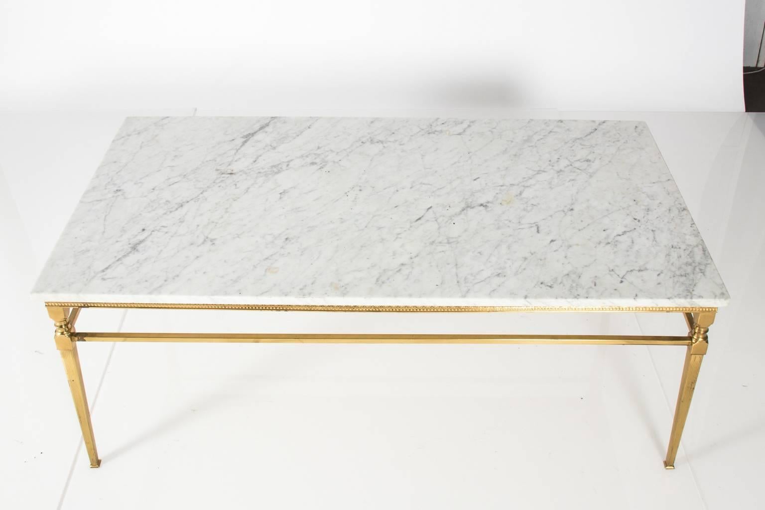 Polished Brass and Marble Top Coffee Table