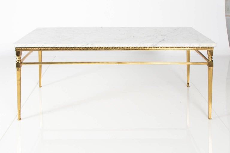 Brass and Marble Top Coffee Table at 1stDibs