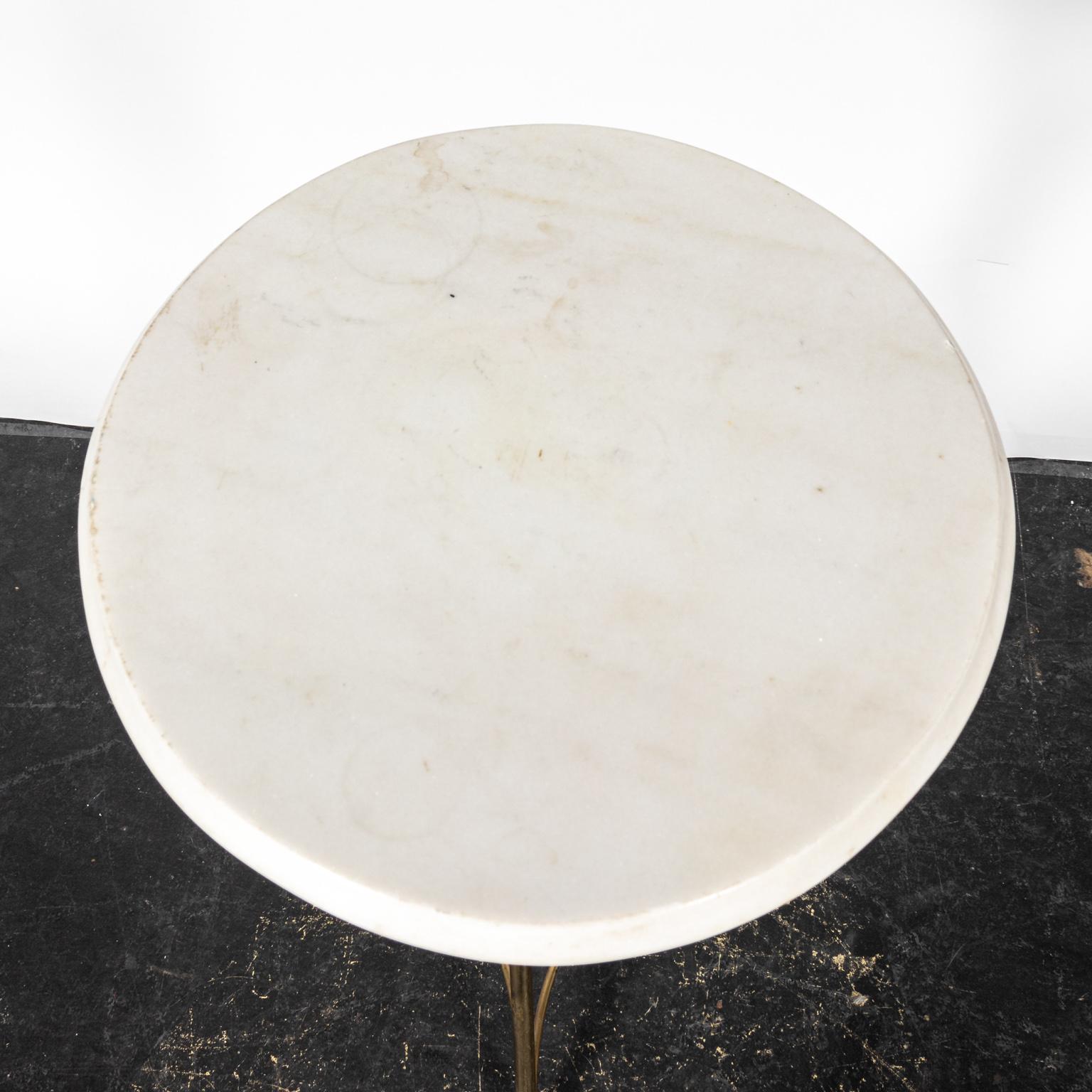 Brass and Marble-Top Tripod Side Table 1