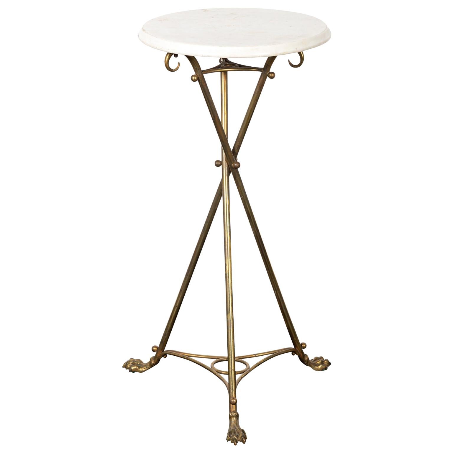 Brass and Marble-Top Tripod Side Table