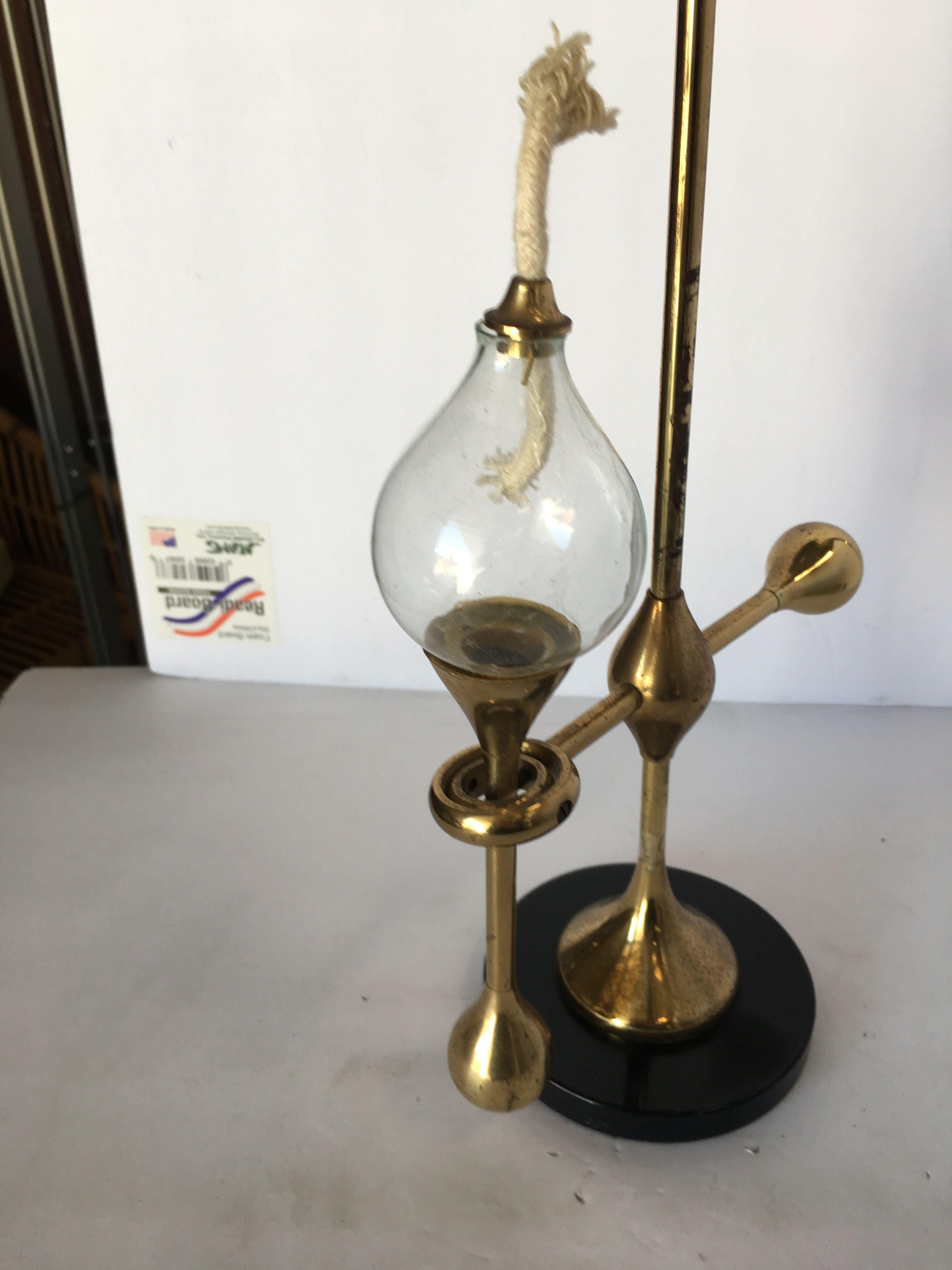 American Brass and Marble Two-Arm Gyroscope Ship Oil Lamp Light