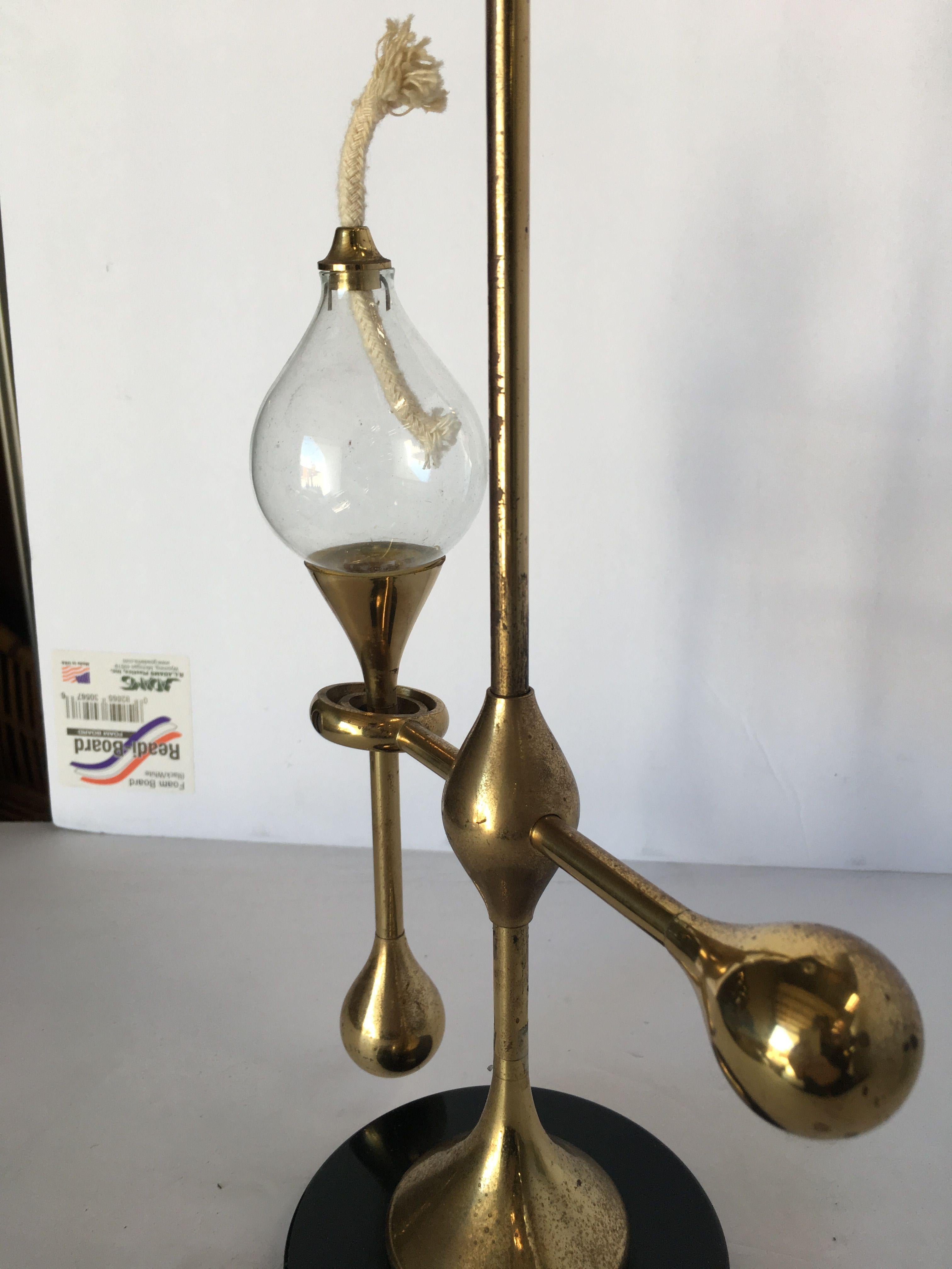 Brass and Marble Two-Arm Gyroscope Ship Oil Lamp Light 1