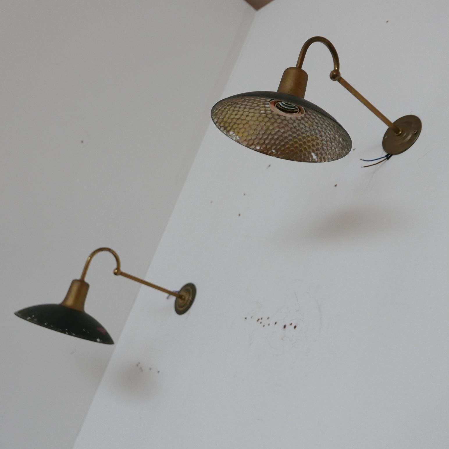 Brass and Mercury Glass Antique Swan Neck Wall Lights '6' In Good Condition In London, GB