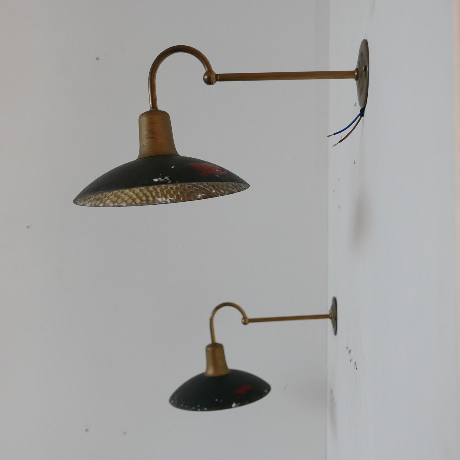 Early 20th Century Brass and Mercury Glass Antique Swan Neck Wall Lights '6'
