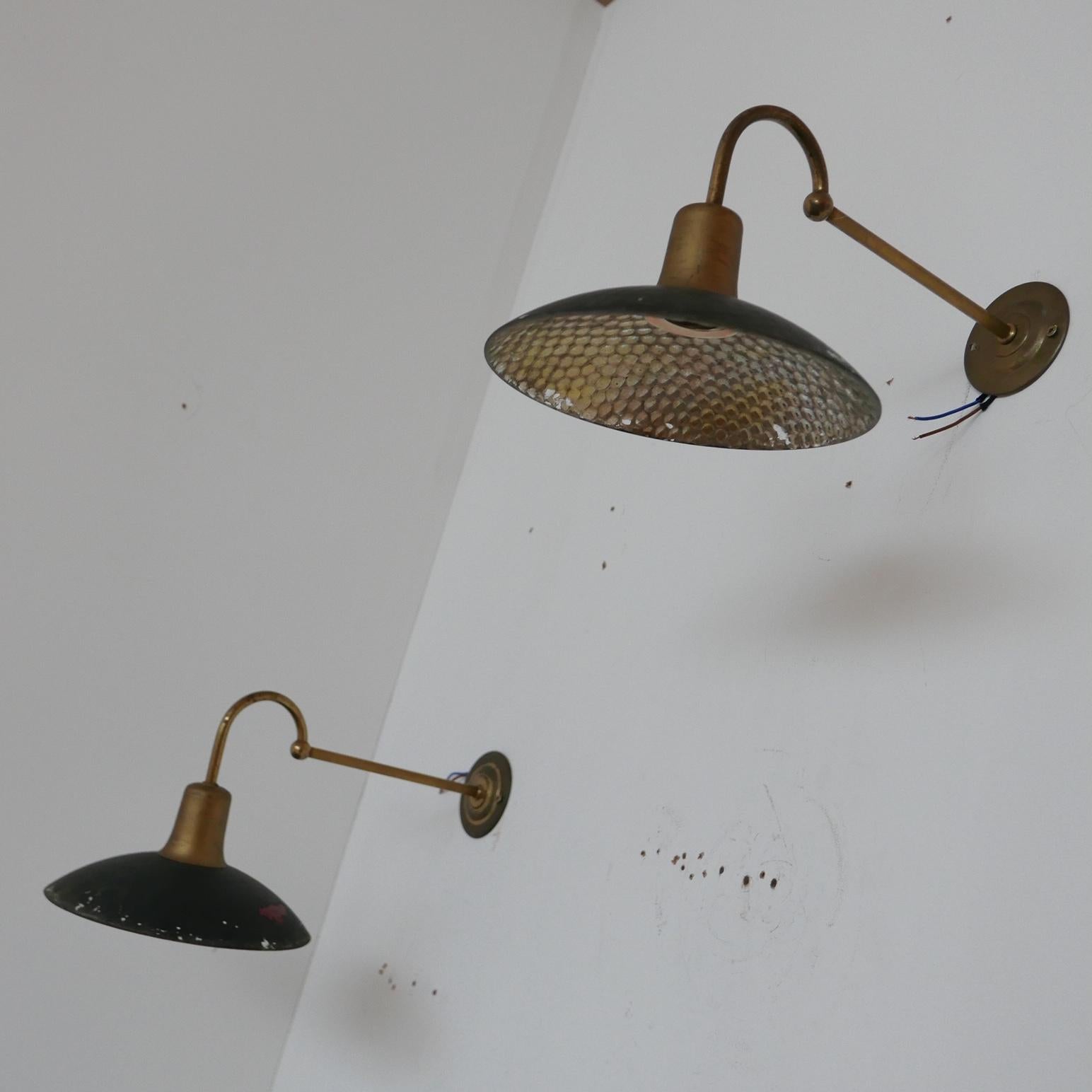 Brass and Mercury Glass Antique Swan Neck Wall Lights '6' 1