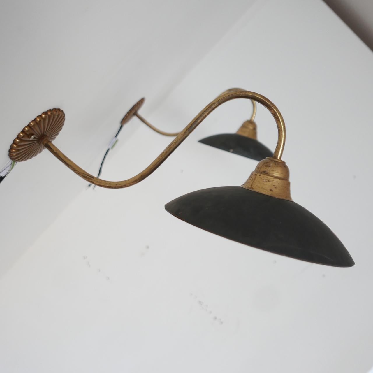Brass and Mercury Glass Antique Swan Neck Wall Lights '6' 2