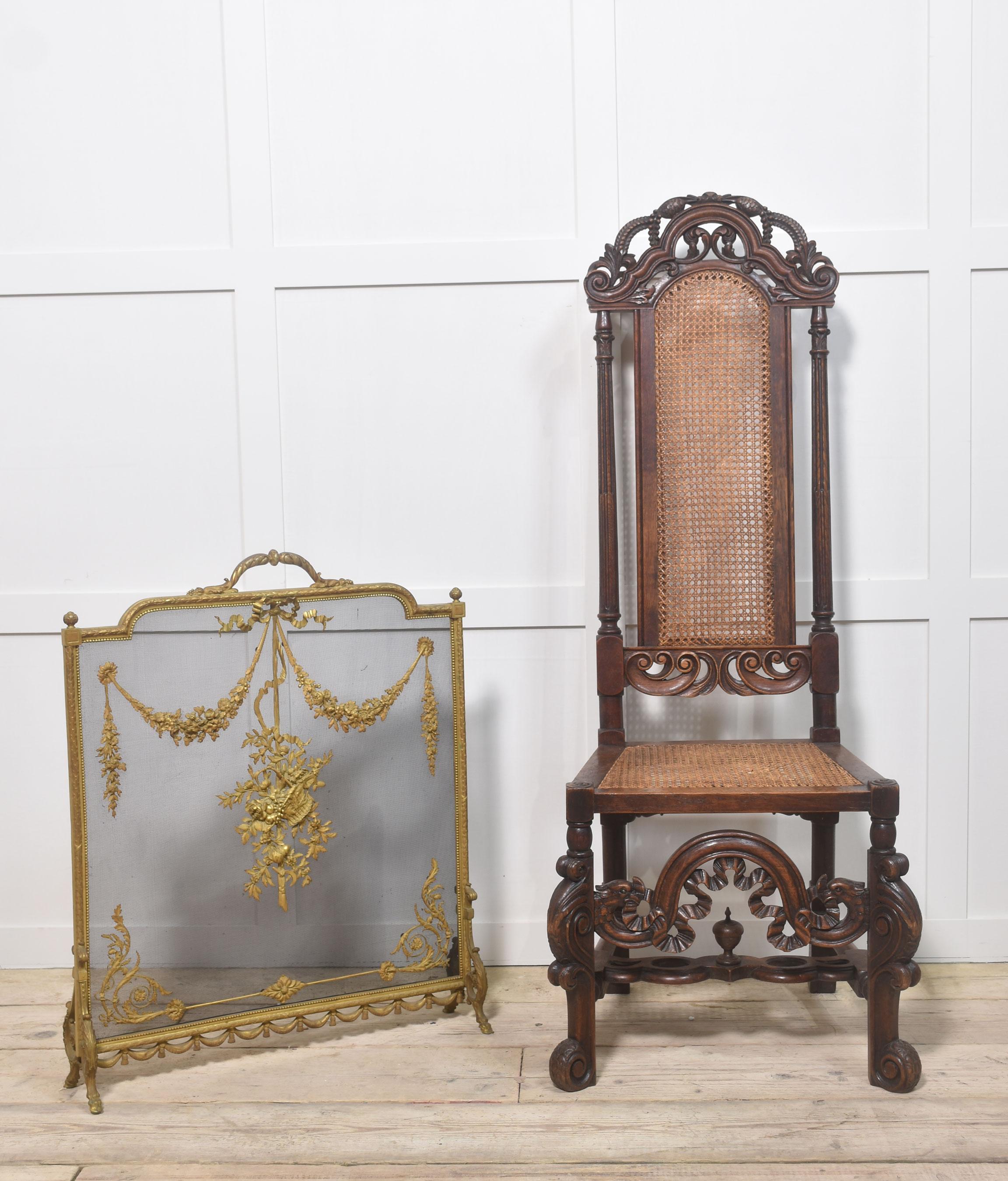 Brass and mesh French fire screen 5